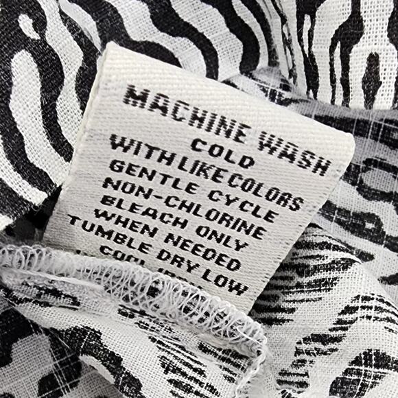 Caffe Marrakesh Top Women 2X Black White Popover Button Neck Short Sleeve Cotton - Picture 8 of 11